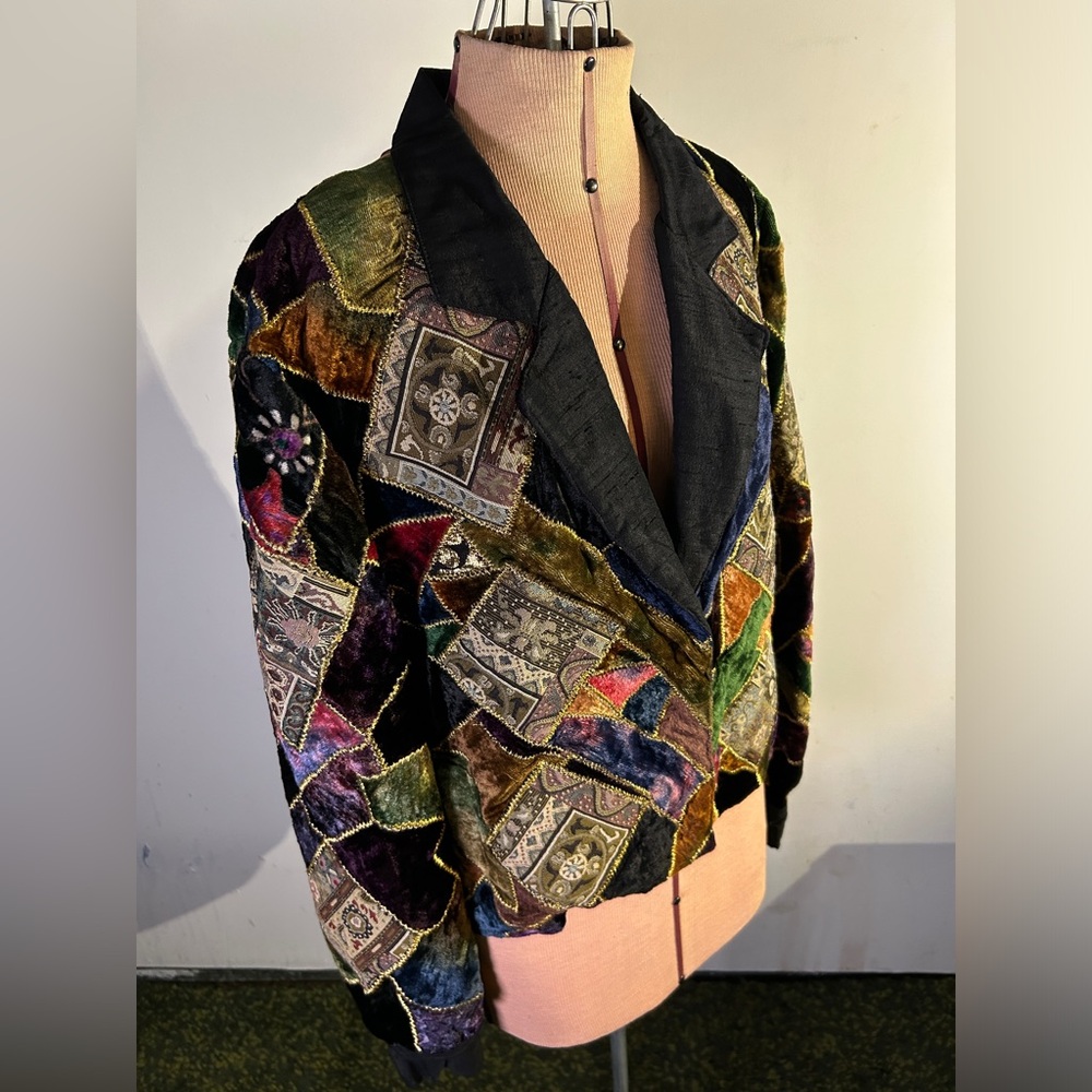 Vintage The Icing Patchwork Jacket With Velvet An… - image 5